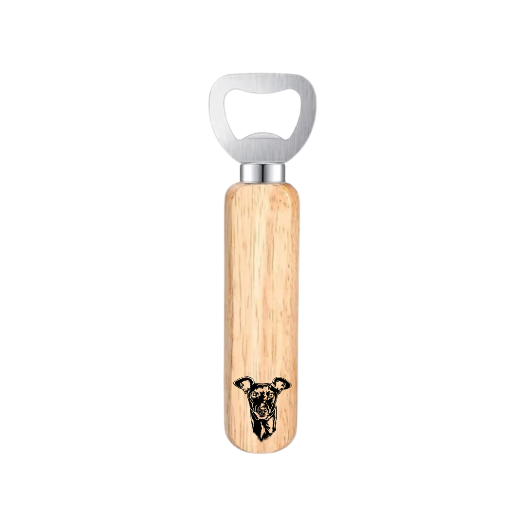 Italian Greyhound Face Engraved Wooden Bottle Opener