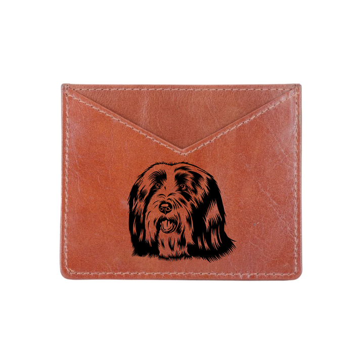 Bearded Collie Engraved Genuine Leather Cardholder
