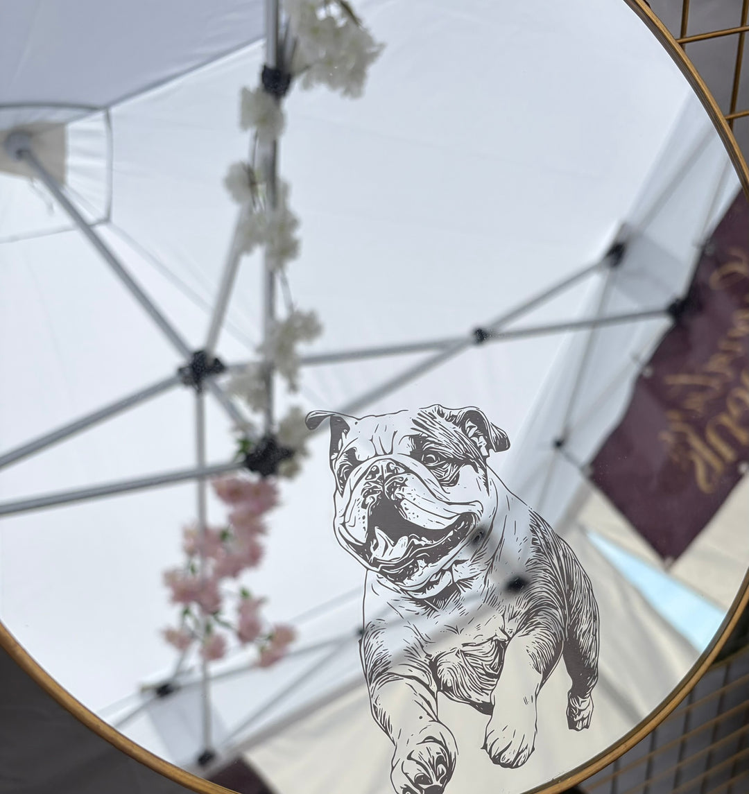 Running British Bulldog Engraved Gold Mirror