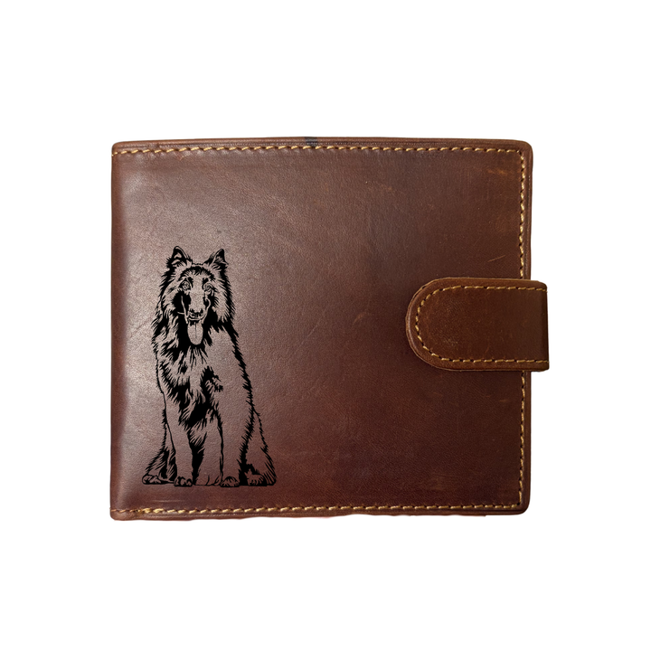 Personalised Belgian Shepherd Engraved Dark Tan Genuine Leather Wallet