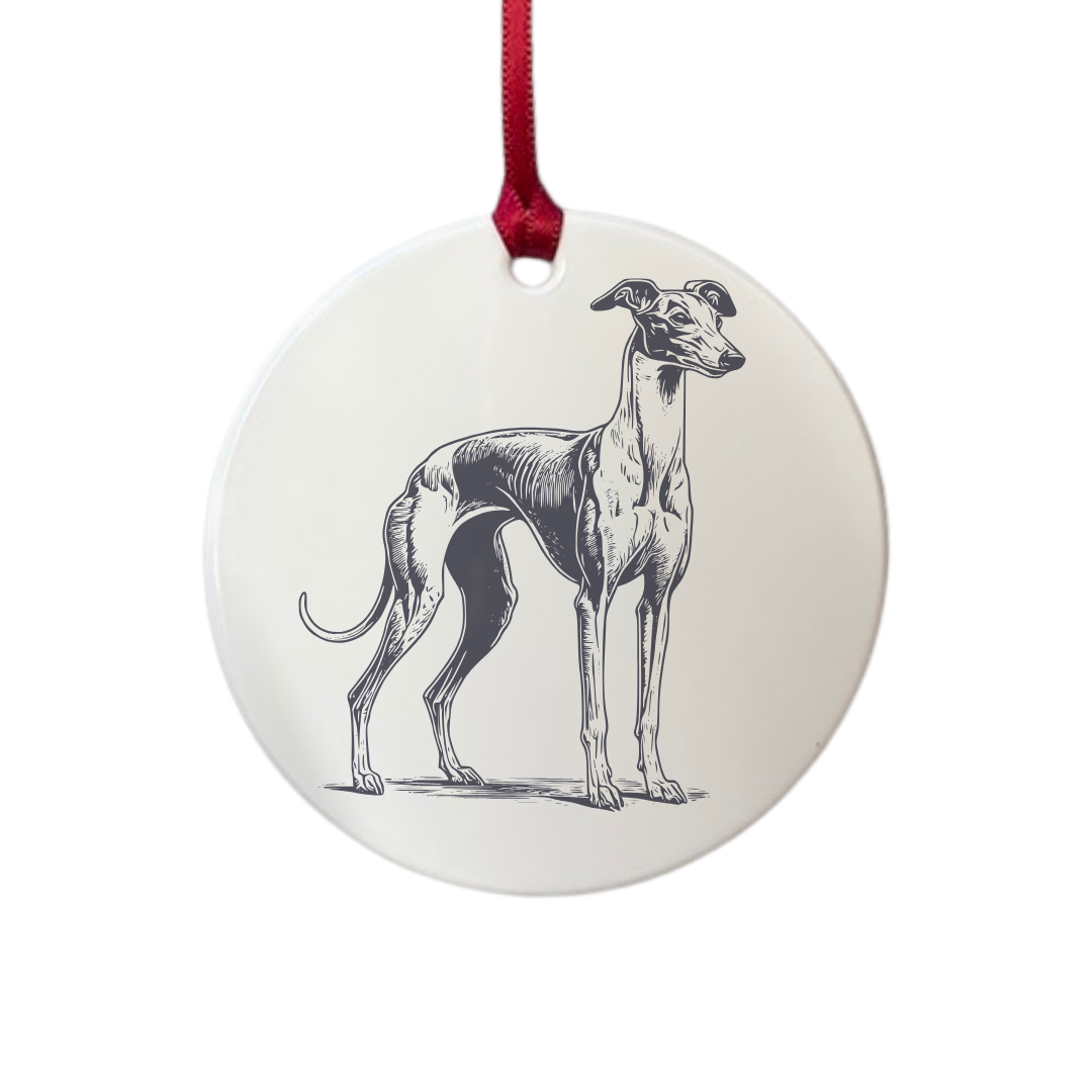 Personalised Italian Greyhound Standing Engraved White Acrylic Decoration