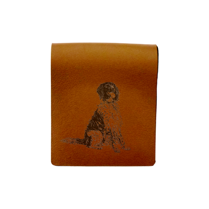 Munsterlander Sitting Engraved Genuine Leather Magnetic Bookmark
