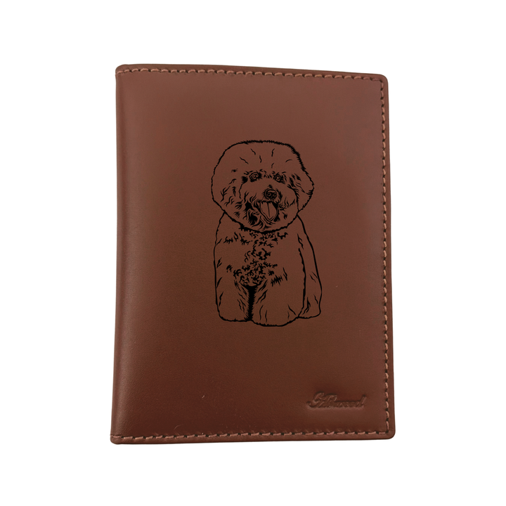 Bichon Frise Engraved Leather Passport Cover