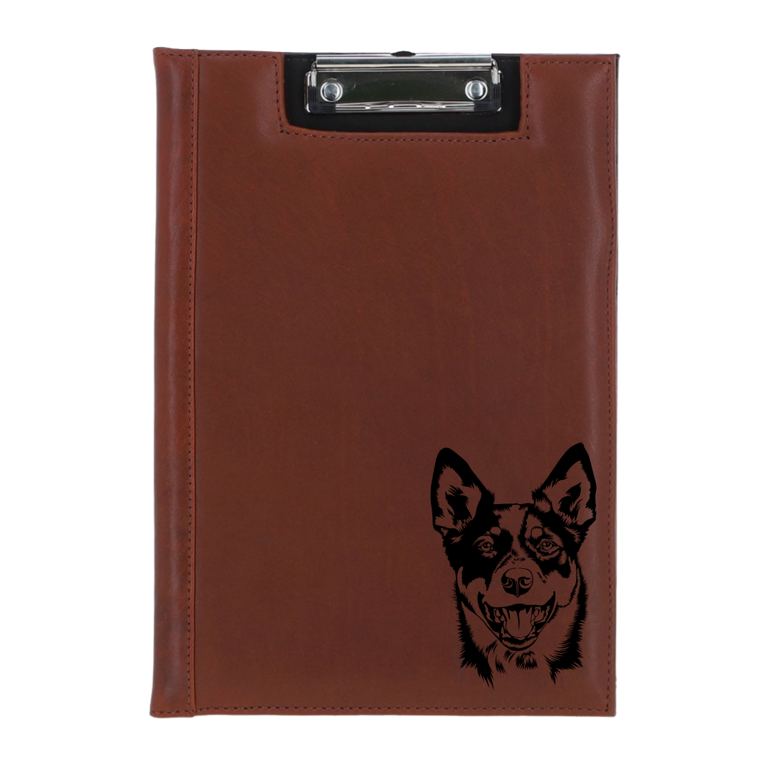 Australian Cattle Dog Face Engraved Leather Clipboard