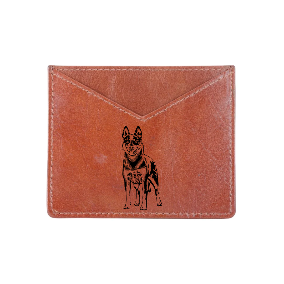 Australian Cattle Dog Standing Engraved Genuine Leather Cardholder