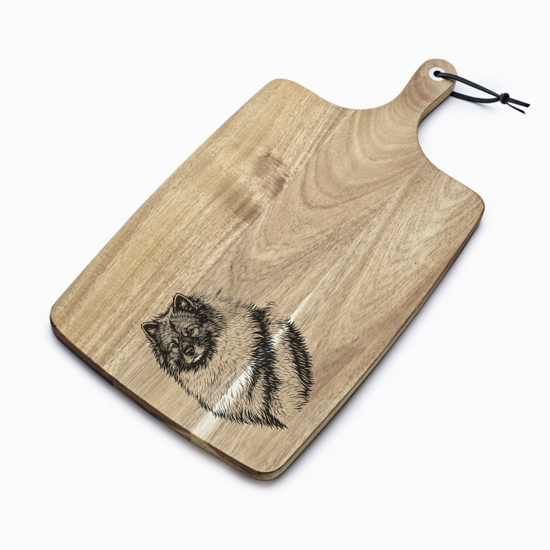 Personalised Keeshond SP Engraved Acacia Serving Board