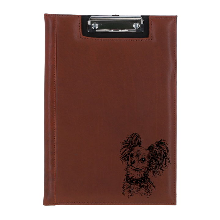 Long Hair Russian Toy Face Engraved Leather Clipboard