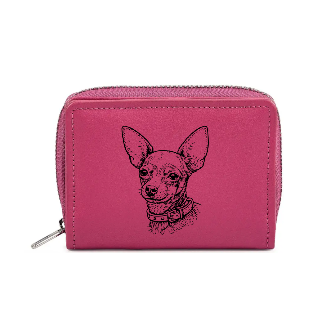 Smooth Russian Toy Face Engraved Small Leather Purse (Green/Pink/Blue/Red)