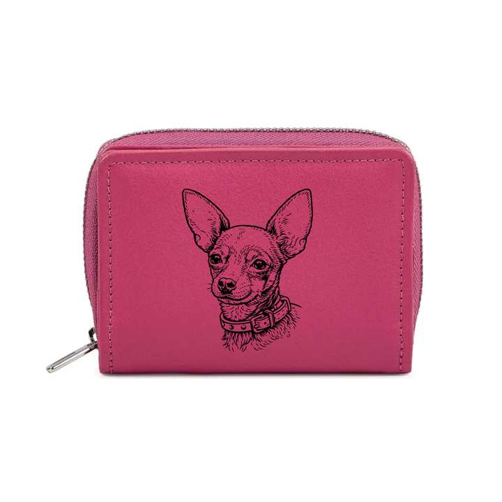 Smooth Russian Toy Face Engraved Small Leather Purse (Green/Pink/Blue/Red)