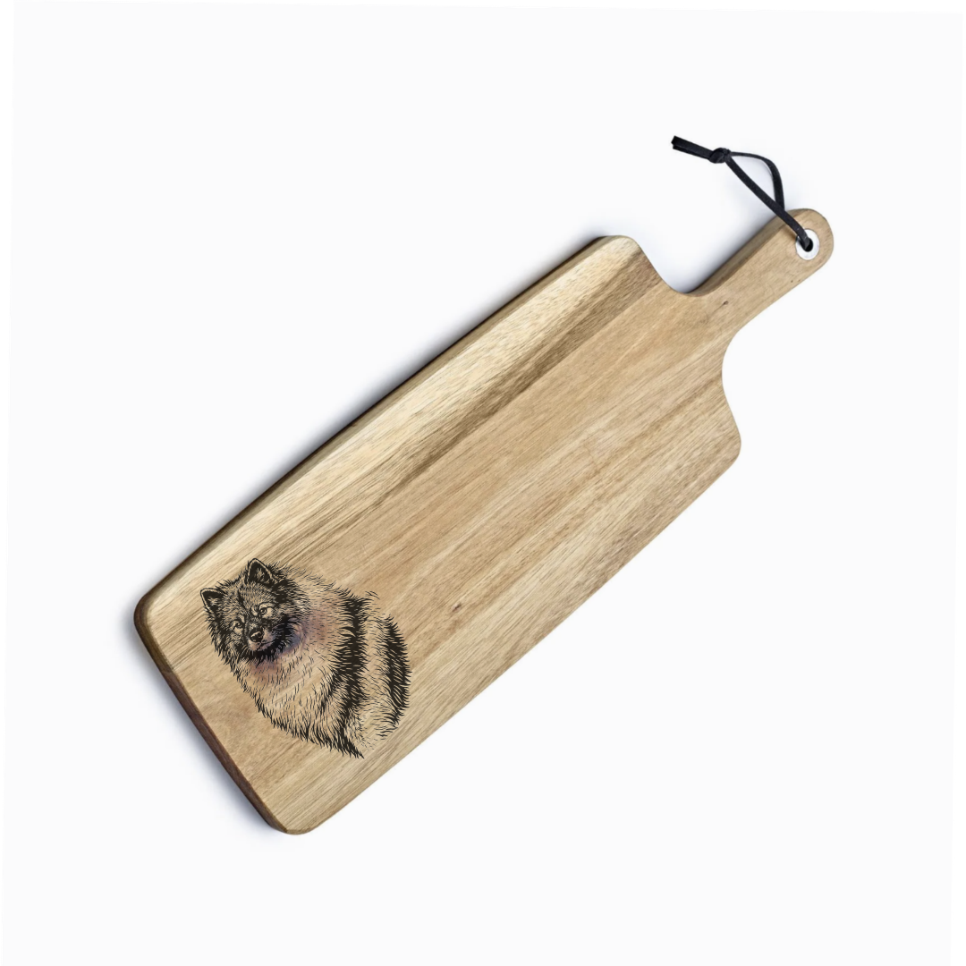 Personalised Keeshond SP Engraved Acacia Serving Board