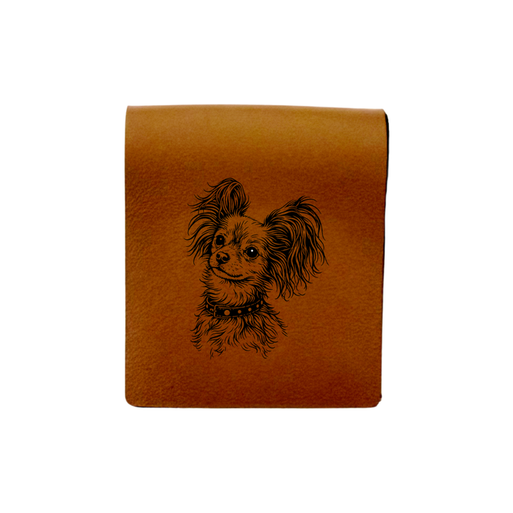 Long Hair Russian Toy Engraved Genuine Leather Magnetic Bookmark