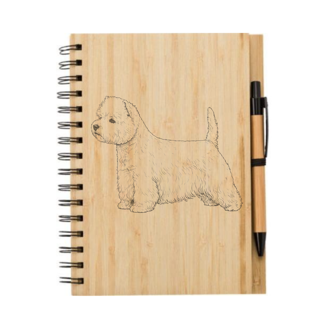 West Highland White Terrier Standing Westie Illustration Engraved Notebook