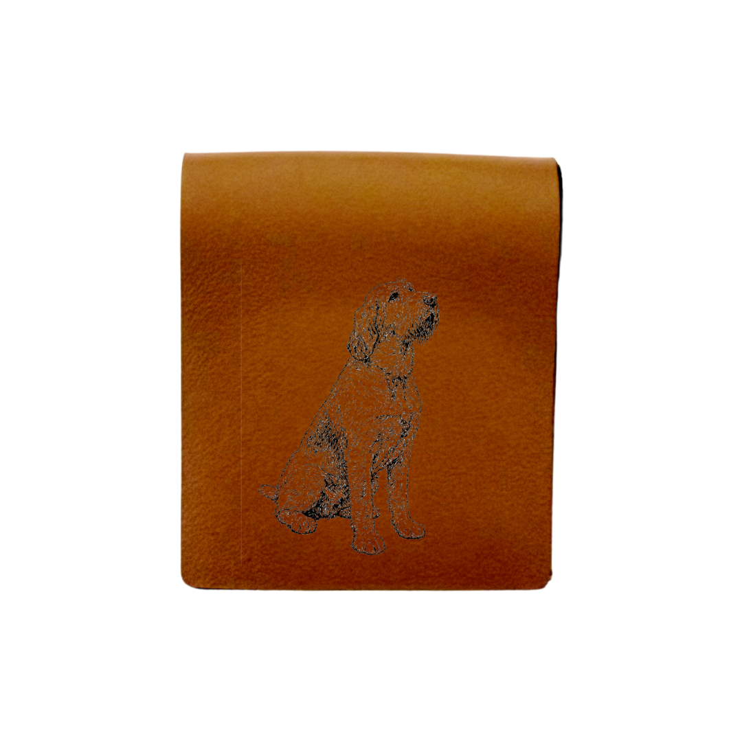 Italian Spinone Sitting Engraved Genuine Leather Magnetic Bookmark