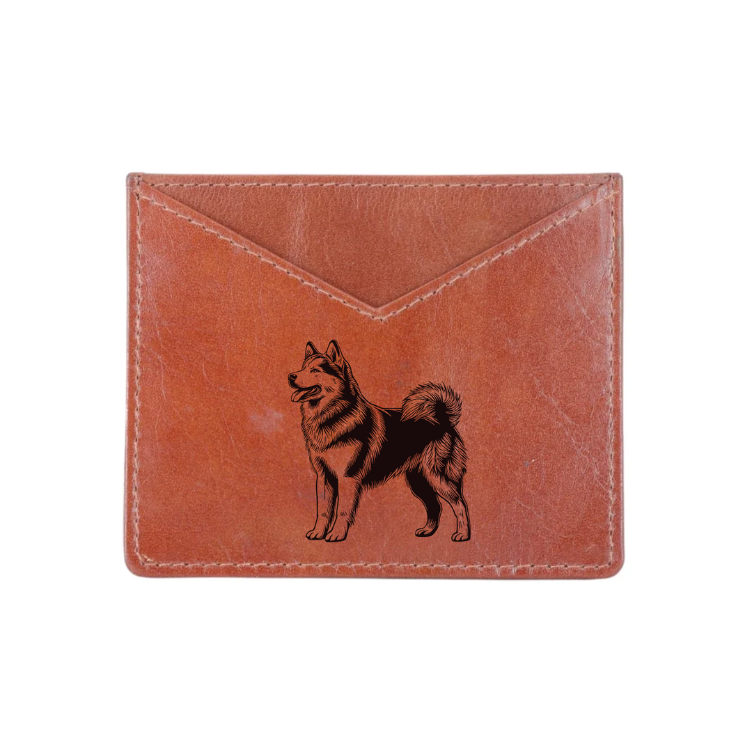 Irish Water Spaniel Face Engraved Genuine Leather Cardholder