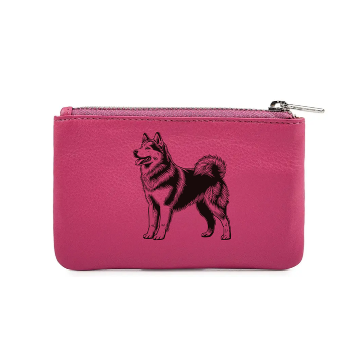 Alaskan Malamute Standing Engraved Genuine Leather Coin Purse (Multiple Colour Options)