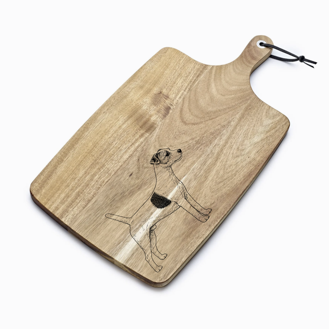 Personalised Parson Russell Terrier Standing Engraved Acacia Serving Board