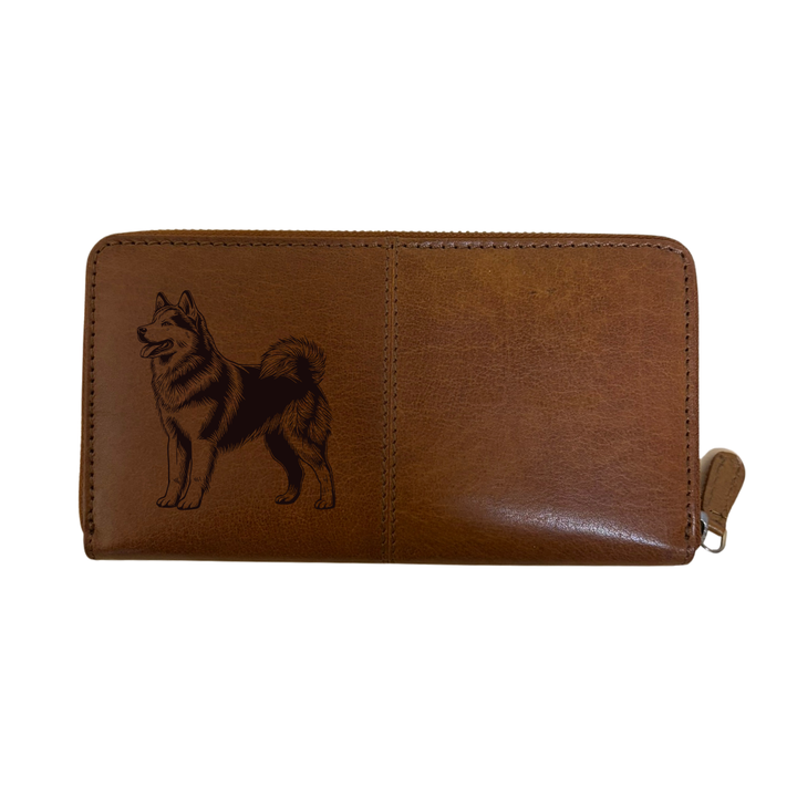Alaskan Malamute Standing Engraved Large Leather Purse