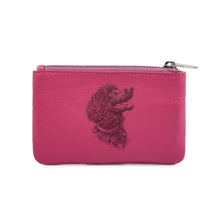 Irish Water Spaniel Engraved Genuine Leather Coin Purse (Multiple Colour Options)