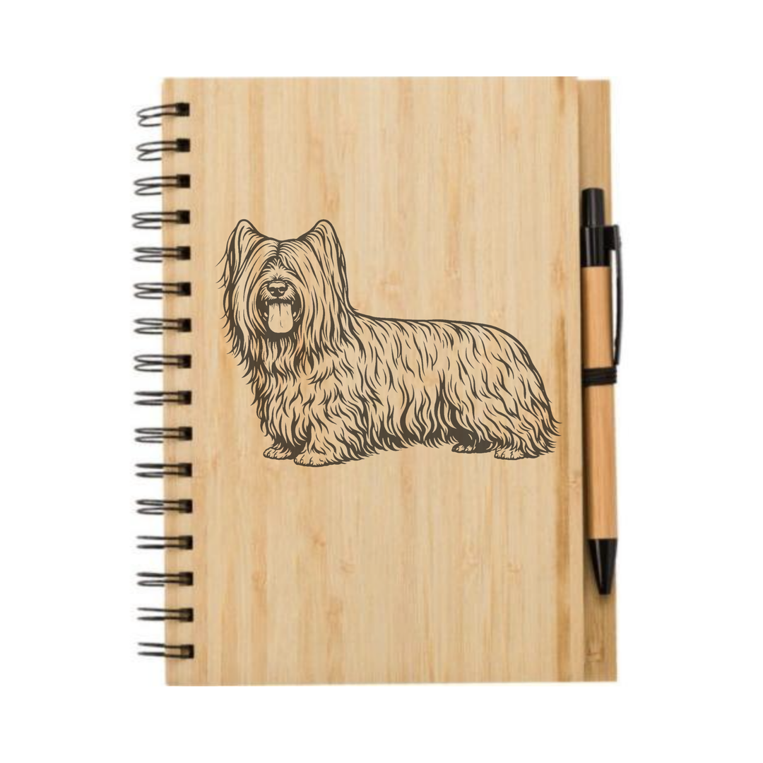 Skye Terrier Standing Illustration Engraved Notebook
