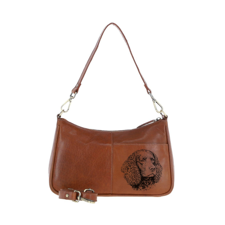 American Water Spaniel Engraved Genuine Leather Shoulder Bag