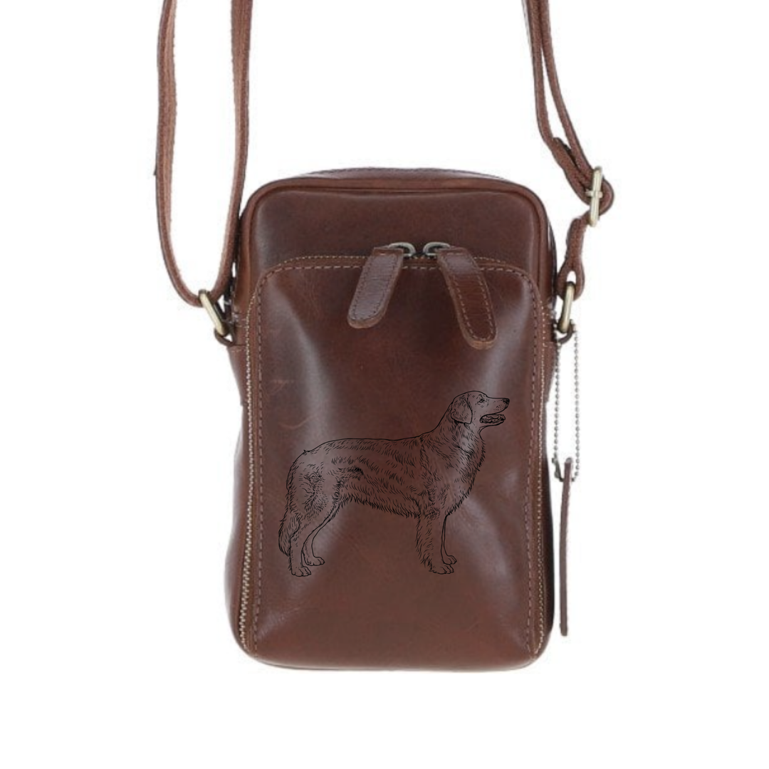 Personalised Hovawart Standing Leather Compact Crossbody Bag