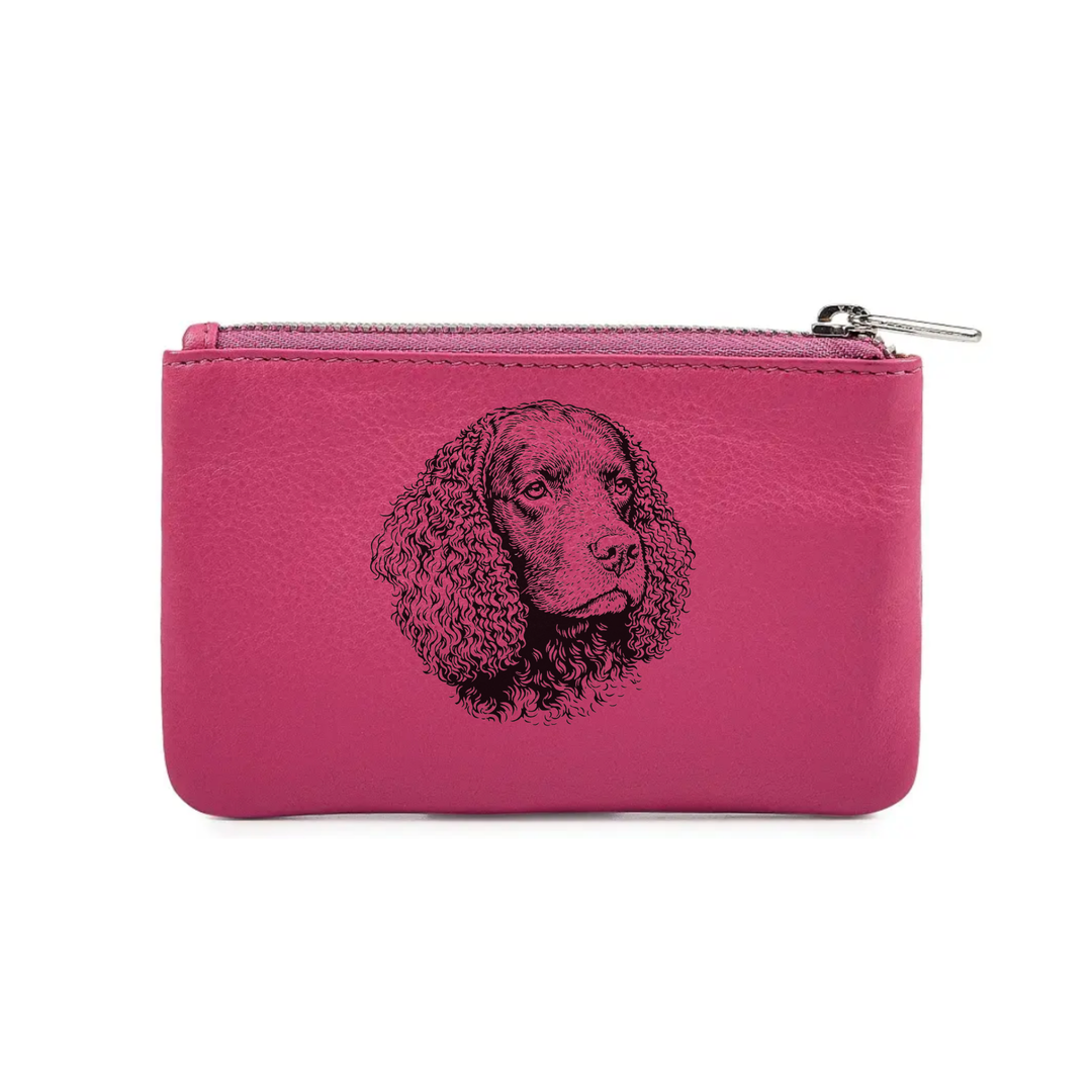 American Water Spaniel Engraved Genuine Leather Coin Purse (Multiple Colour Options)