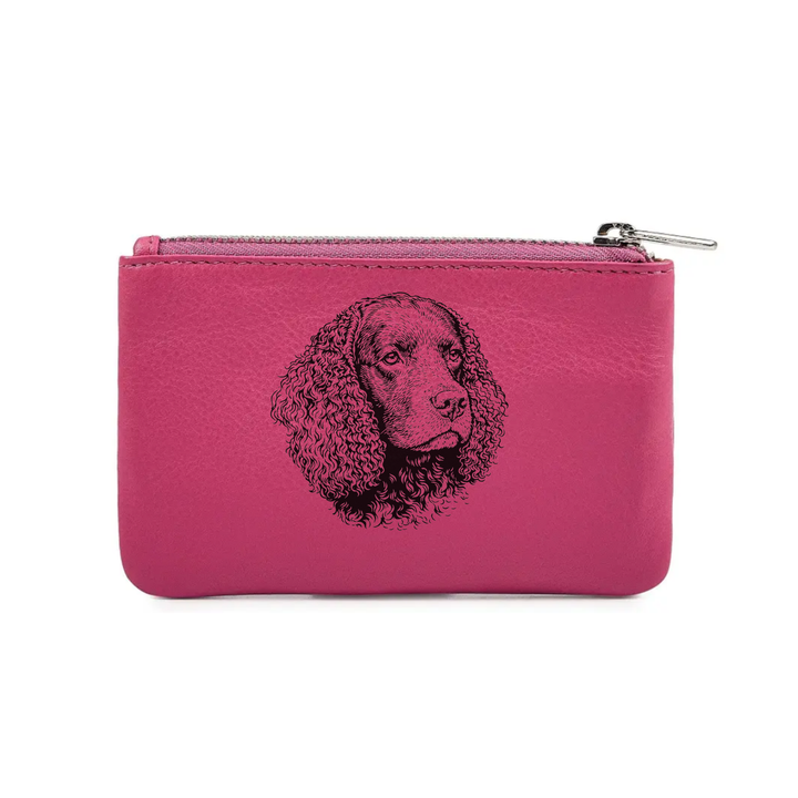 American Water Spaniel Engraved Genuine Leather Coin Purse (Multiple Colour Options)