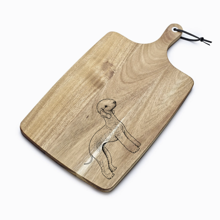Personalised Bedlington Terrier Standing Engraved Acacia Serving Board