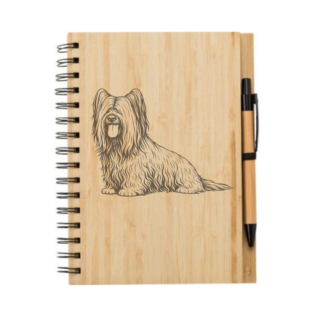 Skye Terrier Sitting Illustration Engraved Notebook