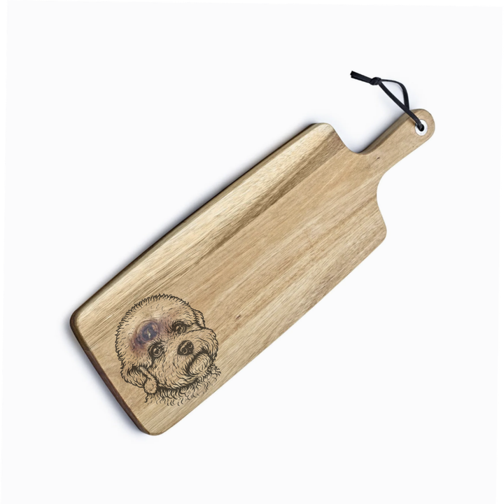 Personalised Dandie dinmont Terrier Face Engraved Acacia Serving Board