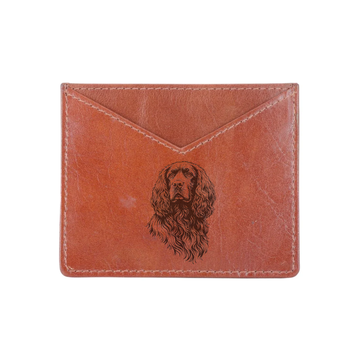 Working Cocker Spaniel Face Engraved Genuine Leather Cardholder