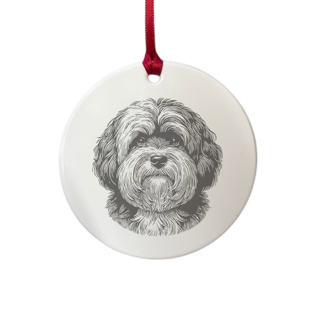 Personalised Havanese Face Engraved White Acrylic Decoration