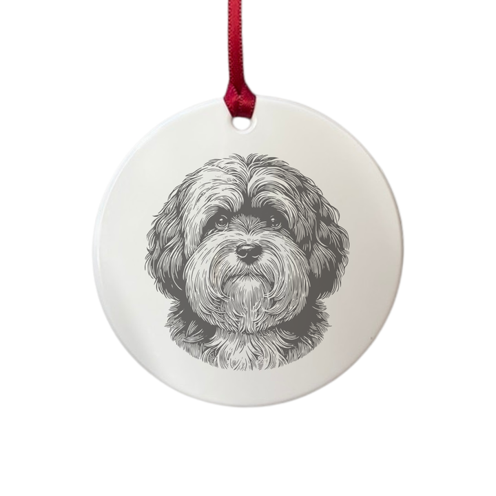 Personalised Havanese Face Engraved White Acrylic Decoration