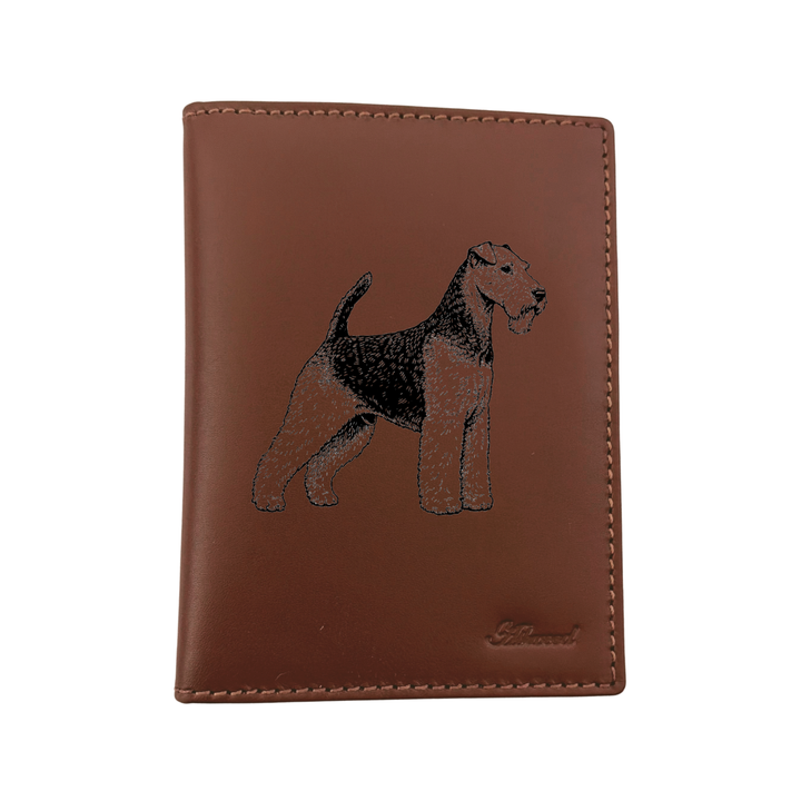 Welsh Terrier Engraved Leather Passport Cover