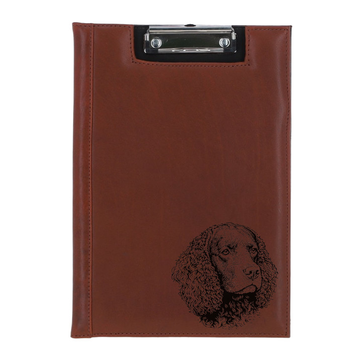 American Water Spaniel Face Engraved Leather Clipboard