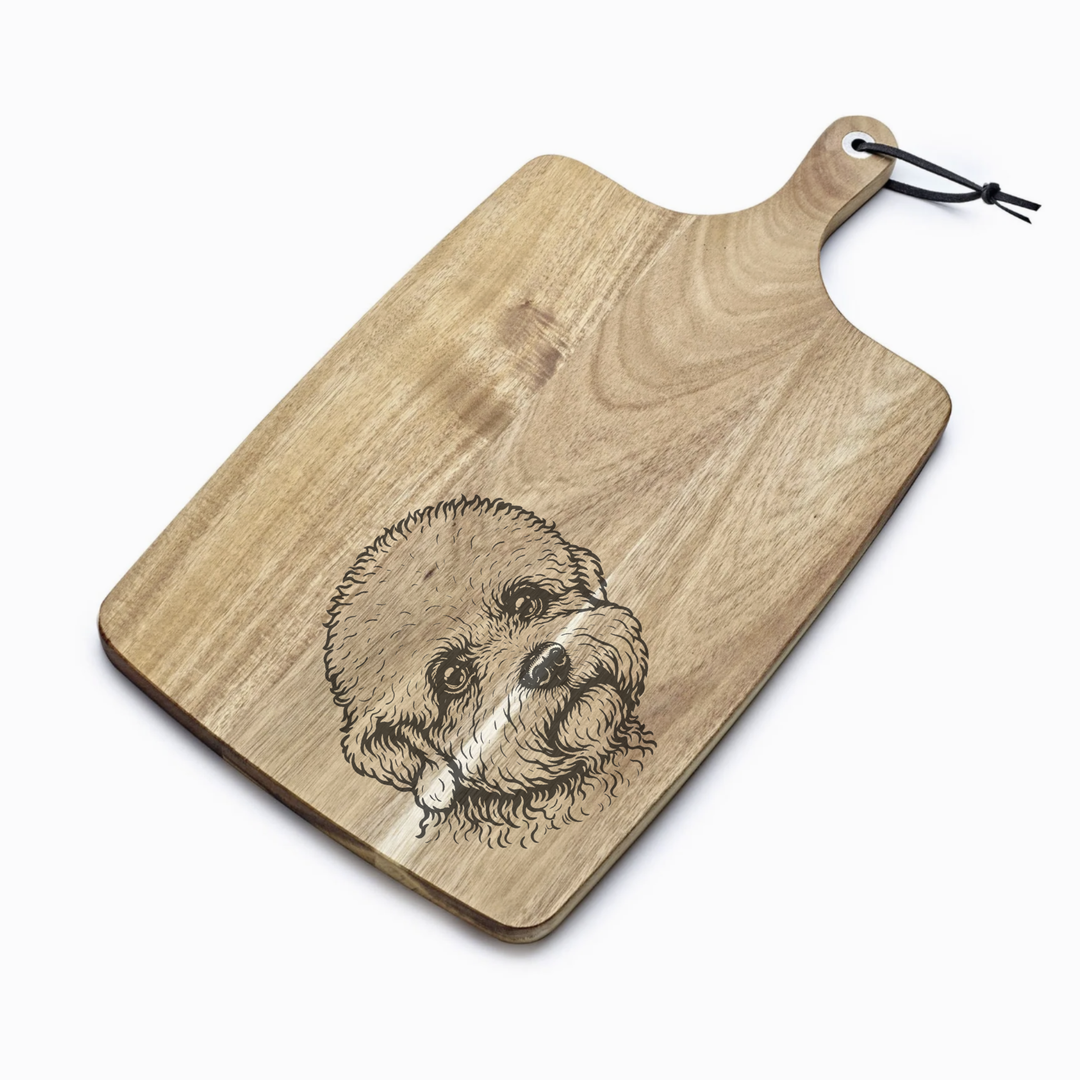 Personalised Dandie dinmont Terrier Face Engraved Acacia Serving Board