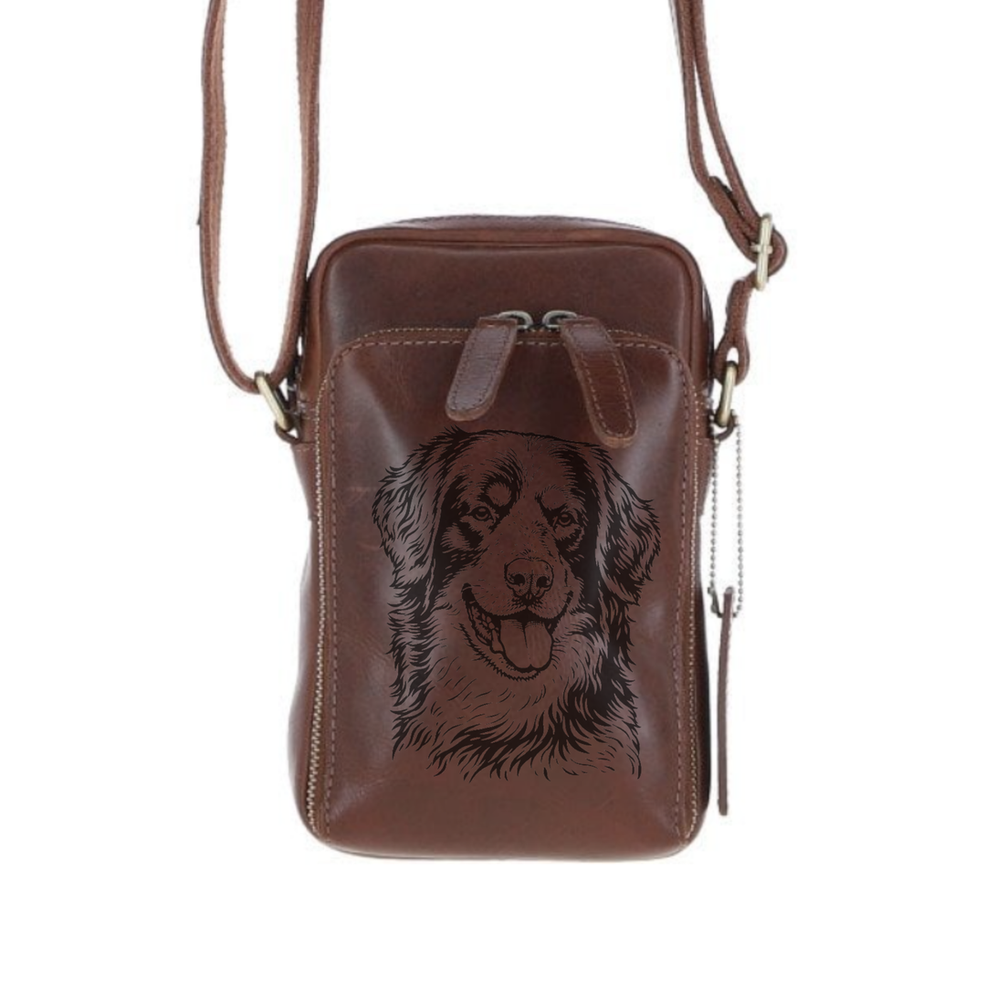 Personalised Hovawart Face Leather Compact Crossbody Bag