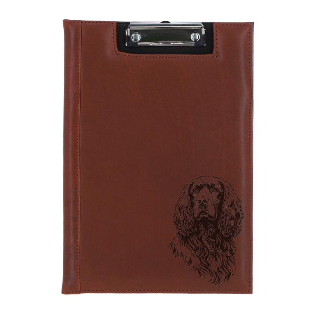 Working Cocker Spaniel Face Engraved Leather Clipboard