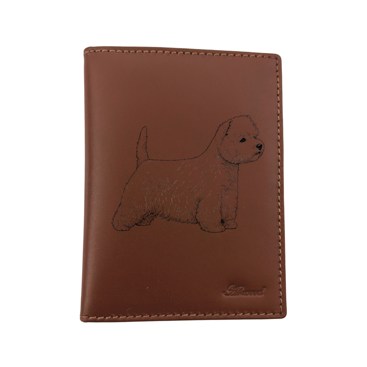 West Highland White Terrier Standing Engraved Leather Passport Cover