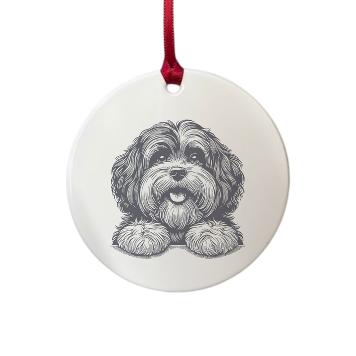 Personalised Havanese Paws Engraved White Acrylic Decoration