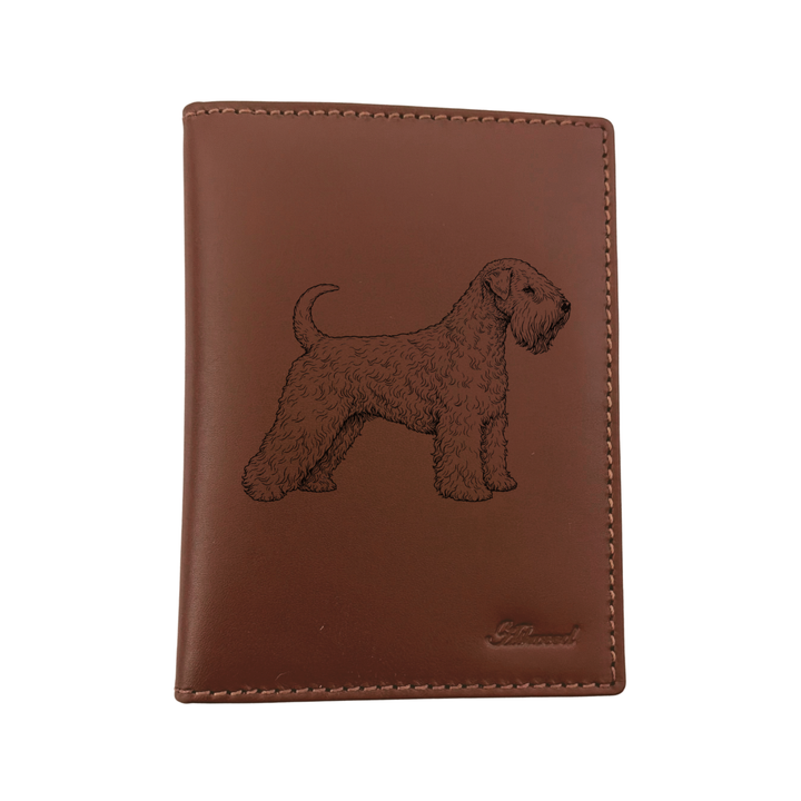 Soft Coated Wheaten Terrier Standing Engraved Leather Passport Cover