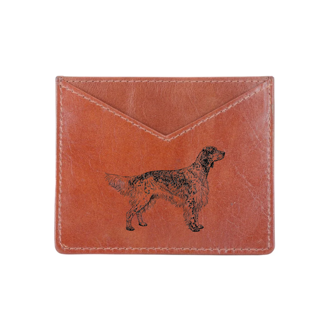 English Setter Engraved Genuine Leather Cardholder