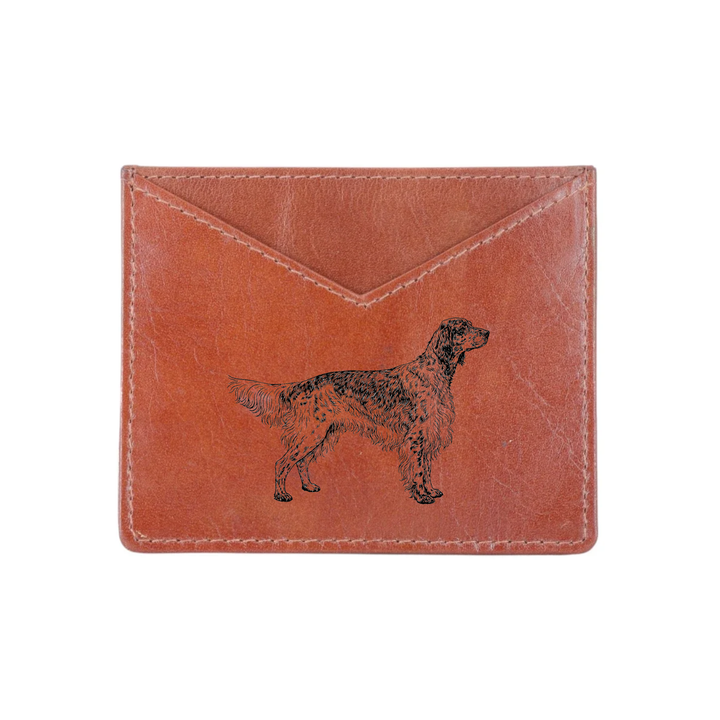 English Setter Engraved Genuine Leather Cardholder
