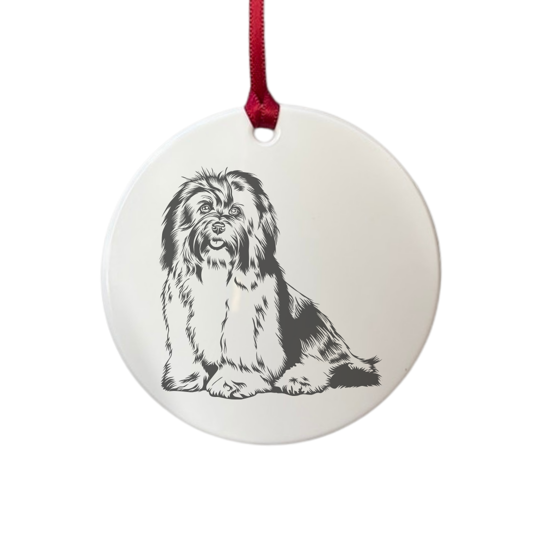 Personalised Havanese Sitting Engraved White Acrylic Decoration