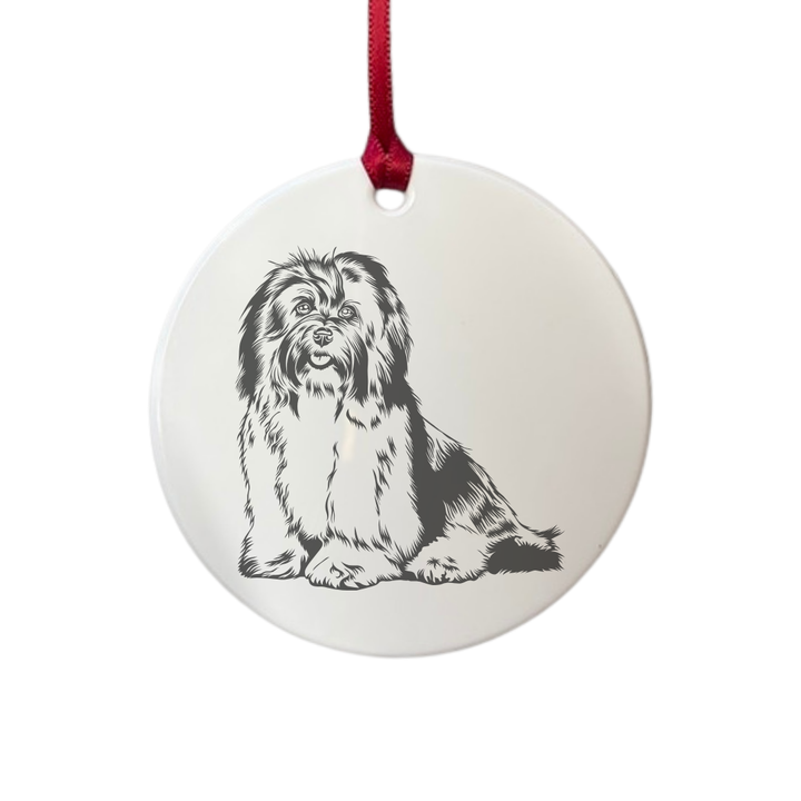 Personalised Havanese Sitting Engraved White Acrylic Decoration