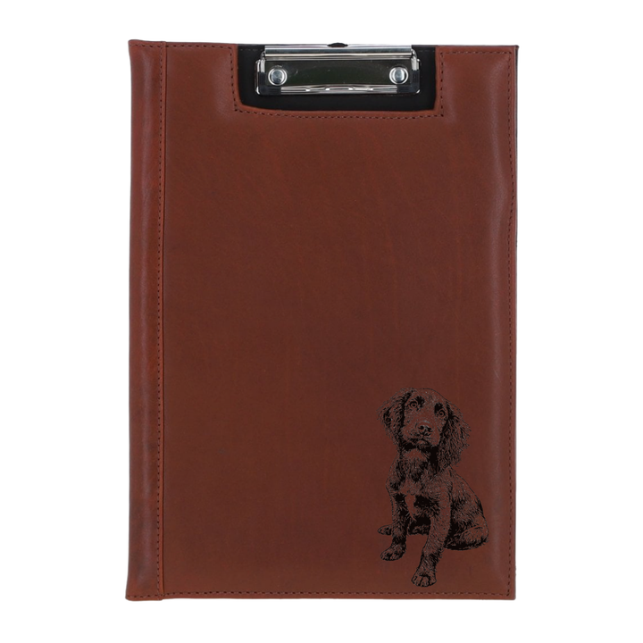 Working Cocker Spaniel Sitting Engraved Leather Clipboard