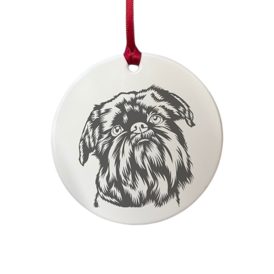 Personalised Griffon Bruxellois Engraved White Acrylic Decoration