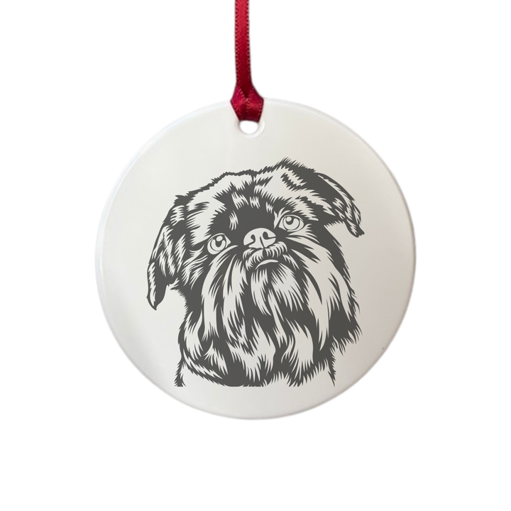 Personalised Griffon Bruxellois Engraved White Acrylic Decoration
