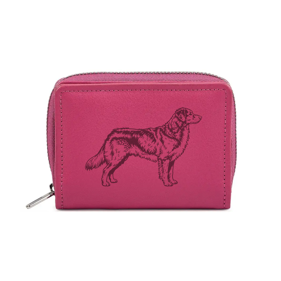 Nova Scotia Duck Tolling Retriever Standing Engraved Small Leather Purse (Green/Pink/Blue/Red)