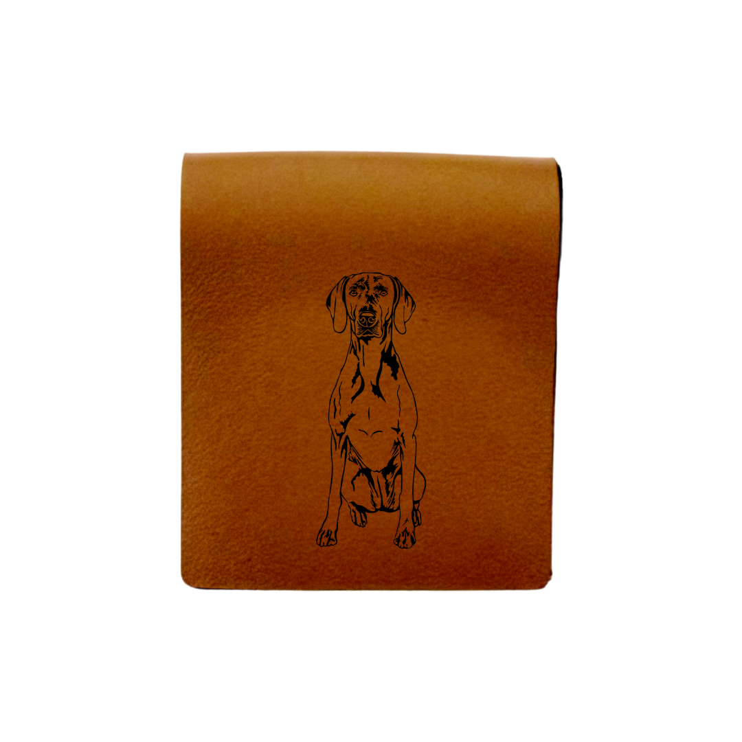 Weimaraner Sitting Engraved Genuine Leather Magnetic Bookmark